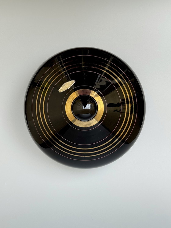 Image 1 of Grande bomboniera in vetro nero, serie "Mimosa" - Boom, Belgio Art Déco - Vetro ialitico -