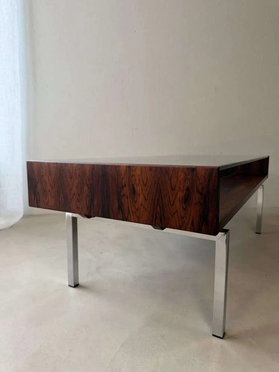 Image 1 of Tavolino da caffè vintage Topform in vetro, acciaio inossidabile e palissandro, anni '60
