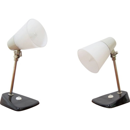 Paar alte Lampen aus Glas, Keramik und Metall, Tschechoslowakei 1970
