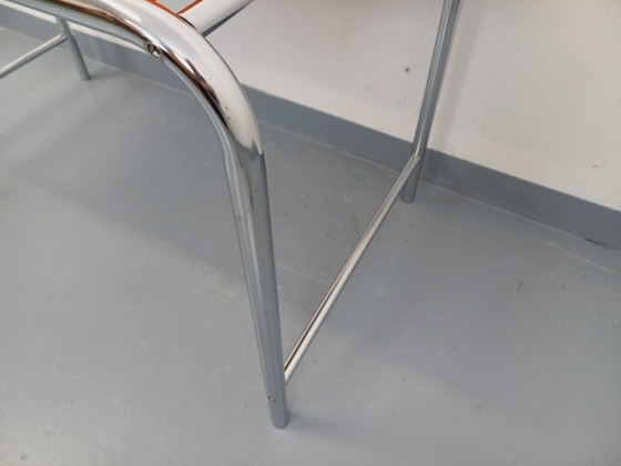 Image 1 of Vintage desk in orange imitation leather and chrome from the 1970s