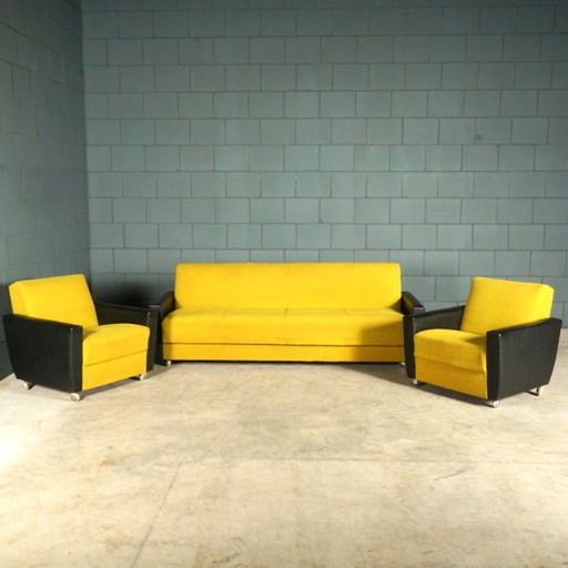 Zona de estar vintage: sofá/sofá cama, sillones, años 60. – zithoek, Skai, Textile