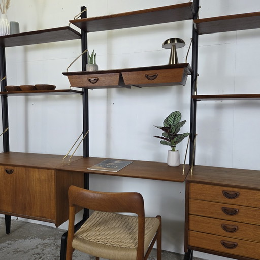 Louis van Teeffelen, libreria Wébé a parete in teak vintage anni '60