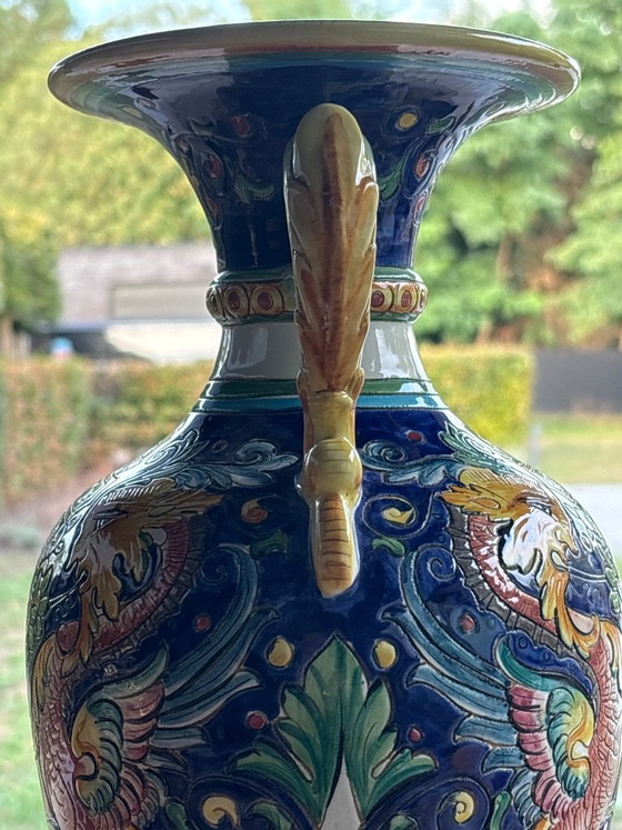 Italienische handbemalte Vase aus Deruta – Vasen, Ceramic (photo 5 of 6)