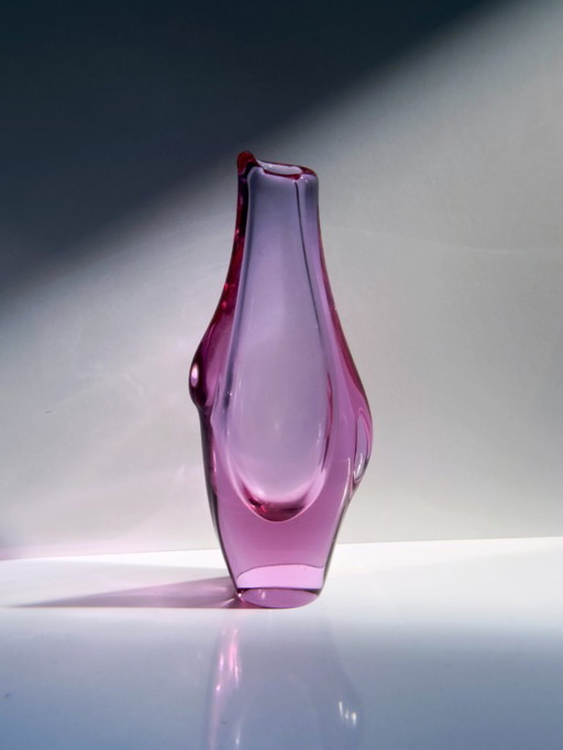 Vintage Vase Böhmen Alexandrit Glas Miroslav Klinger Neodym Zelezny Brod ZBS Železnobrodské sklárny Flieder Rosa Hellblau