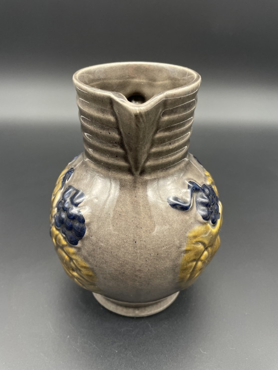 Vintage Ceramic Jug with Grape Relief – probably Bay Keramik – Vases (photo 3 of 6)