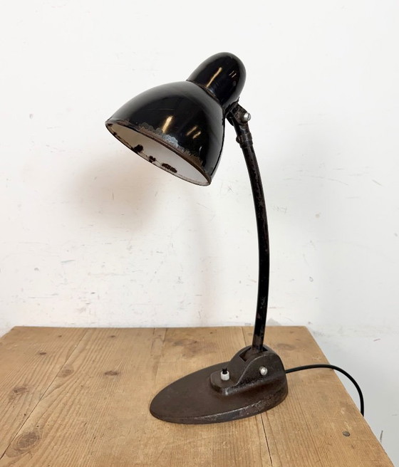Image 1 of Industriële zwarte geëmailleerde Bauhaus bureaulamp, jaren 30