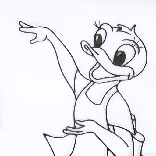 Disney „Donald & Daisy Duck“ Wanddekoration aus Metall, 1960er Jahre