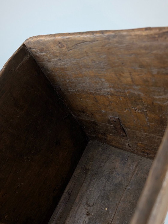 Image 1 of Antique Wooden Log Basket with Hand-Forged Hardware, Wabi-Sabi, 19th Century