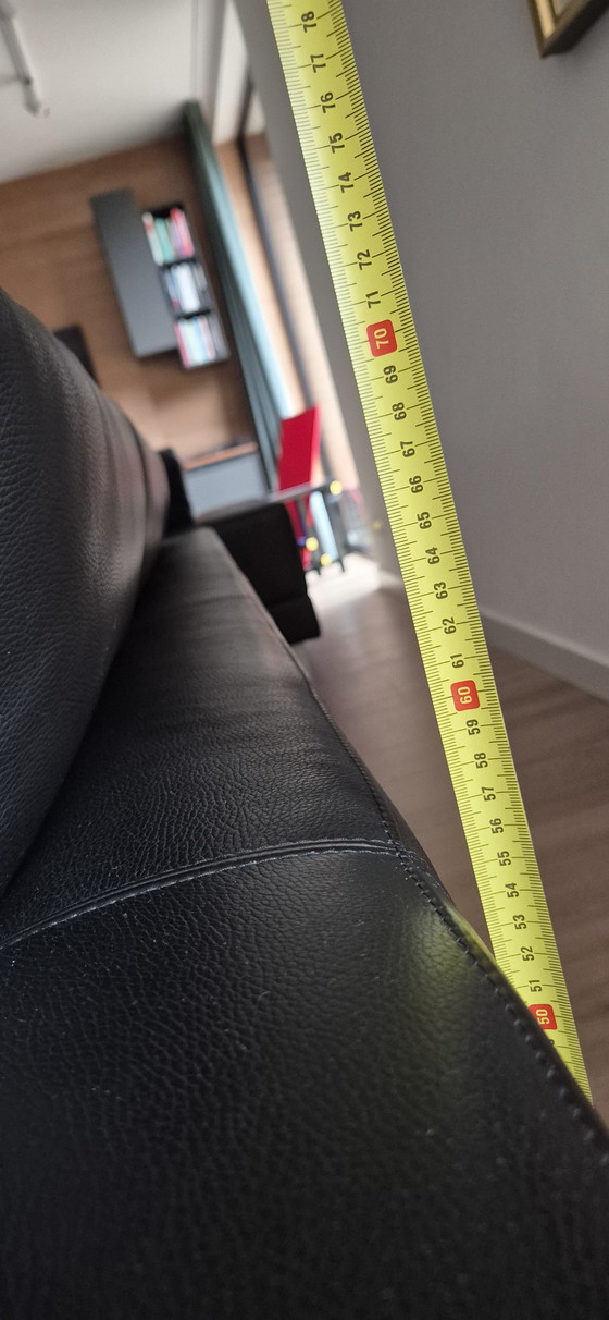 Image 1 of Leolux Antipode black leather 2 and 3 seater sofa