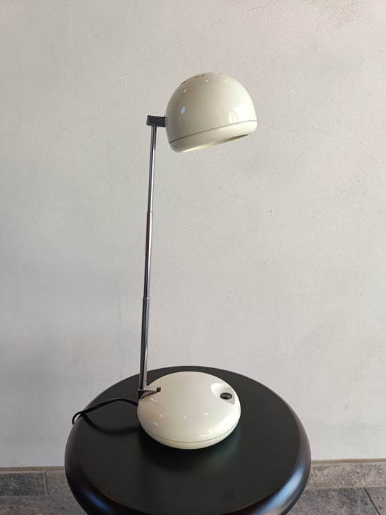 Image 1 of Vintage Space Age Table Lamp in White Plastic and Chrome, Italy 1970s/1980s