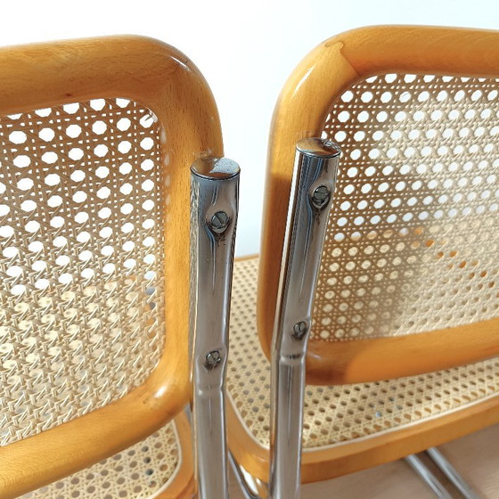 Set van 4 Cesca Stoelen van Marcel Breuer - Made in Italy – Eetkamerstoelen, Wood, Vintage (photo 5 of 8)