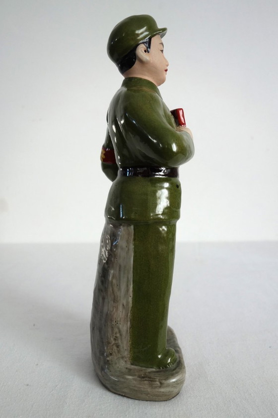Image 1 of Chinese Porcelain Biscuit Soldier Figurine Statue - Cultural Revolution #1