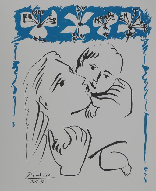 Pablo Picasso: Maternal Love, Signed Lithograph – lithos zeefdrukken, Paper (photo 2 of 6)