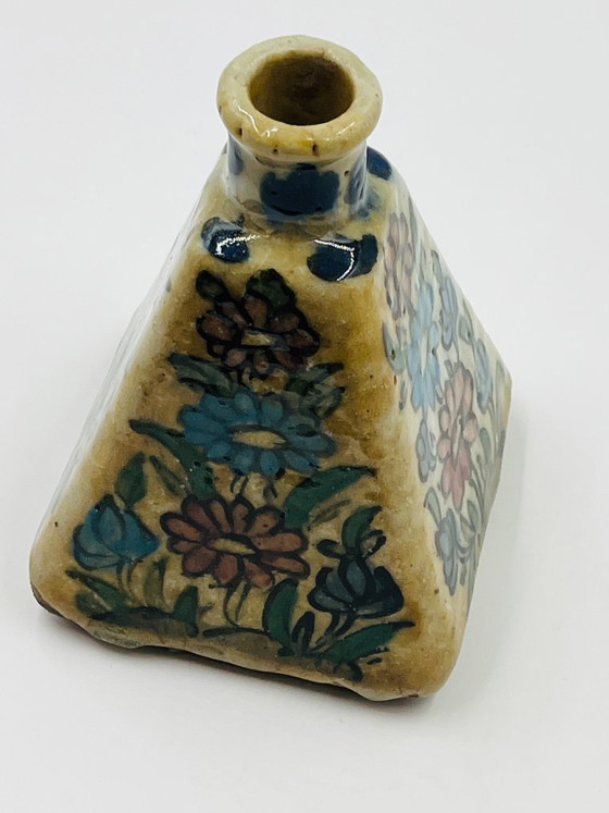 Image 1 of Antique Persian Ceramic Flask, Qajar Period, Islamic Art, 19th Century