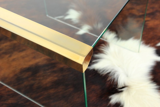 Image 1 of As New! Gallotti & Radice T35 R Coffee Table Set, Gold Edition, Set of Tables, Italy 1975, Crystal Glass