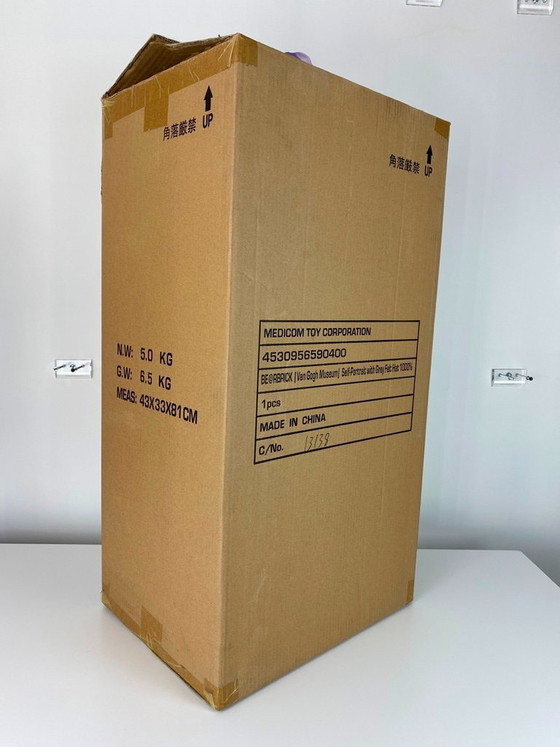 Image 1 of Bearbrick Van Gogh Museum Self-portrait with gray Felt Hat 1000% MEDICOM toys