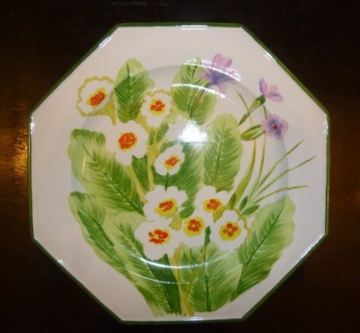 Decorative plate 'Flowers' Chaumette (Paris) NEW! Vintage 80s