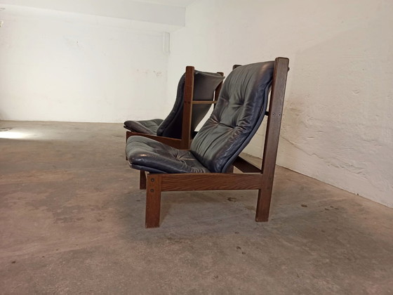 Image 1 of 2 sillones de cuero de mediados de siglo