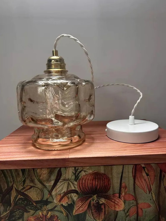 Image 1 of Vintage glazen hanglamp