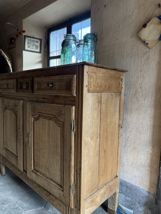 Credenza bassa antica francese Luigi XVI rovere 