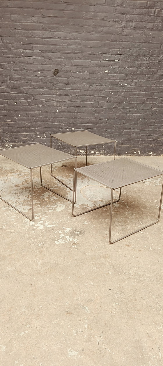 Image 1 of Vintage Perforated metal Post modern Nesting Tables mimi set '80
in style van mategot artemeta