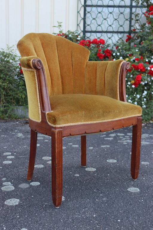 Art Deco corduroy fauteuil