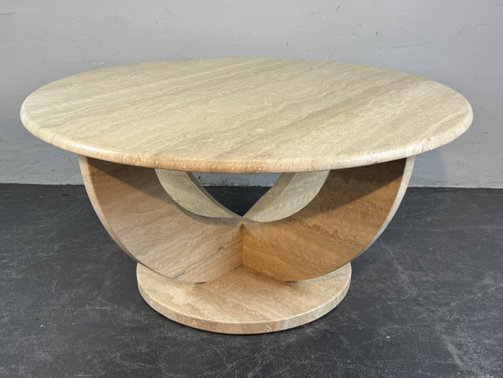 Image 1 of table basse ronde en travertin