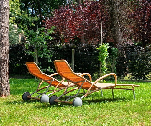 2 x Cane-line deckchairs