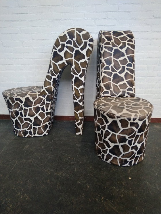 Image 1 of 2x pump chair in giraffe print