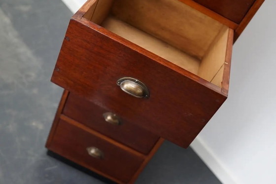 Image 1 of Cabinet d'apothicaire industriel hollandais en acajou, milieu du XXe siècle