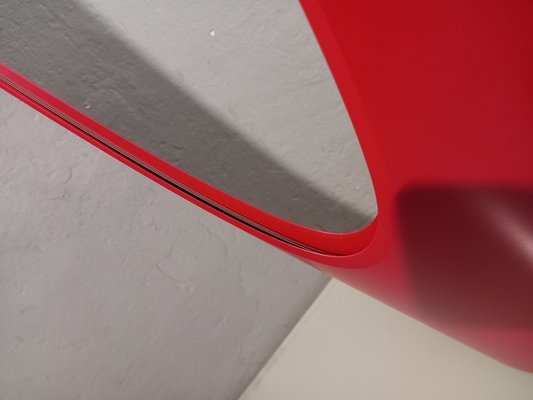 Image 1 of Unghia vloerspiegel in hout en rood pvc, jaren 2000