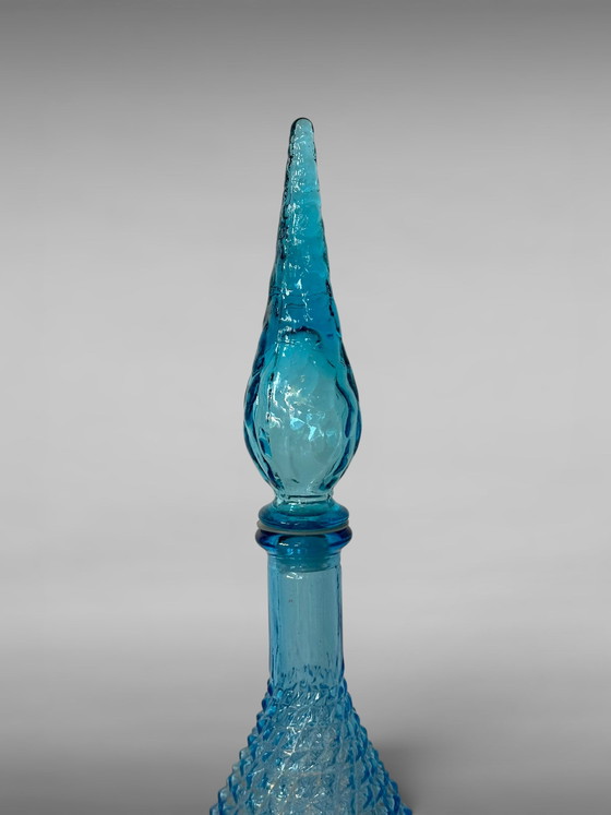 Image 1 of Caraffa in vetro vintage Empoli modello "Genie" con tappo a fiamma - anni '60, Italia