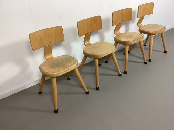 Image 1 of 4 chaises hautes en bois de hêtre Vintage Toddler