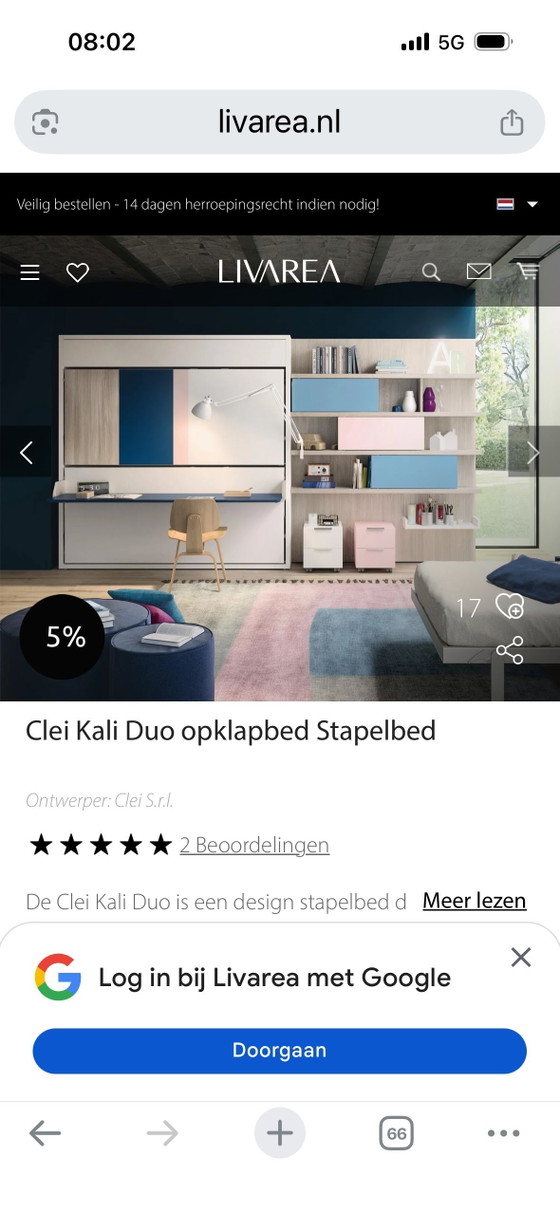Image 1 of Clei Kali Duo opklap stapelbed - zo goed als nieuws