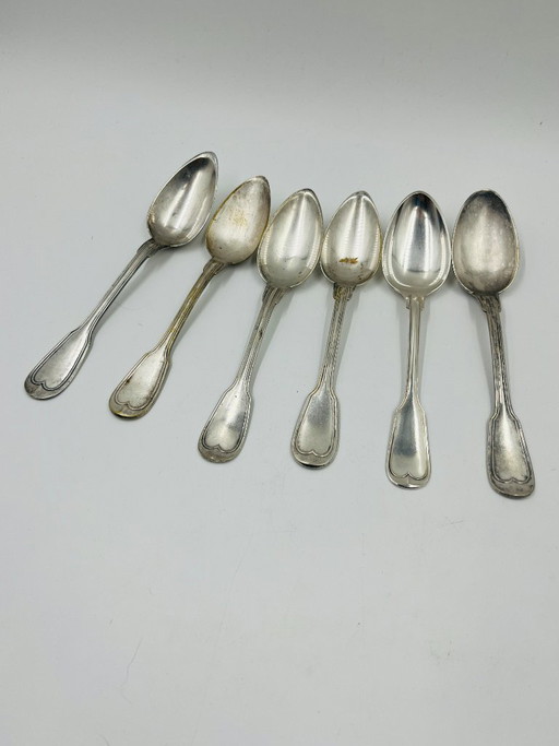 Lot of 6 Silver-Plated Soup Spoons Wiskemann