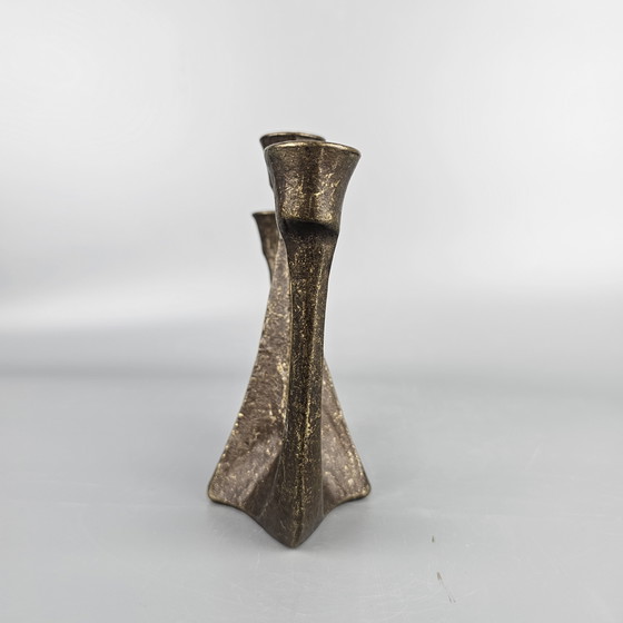 Image 1 of Bronze vintage candlestick for 3 candles. Brutalist design by Horst Dalbeck. Germany 1950 - 1970.