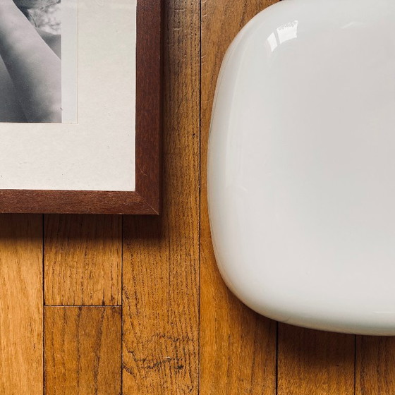 Image 1 of Lampada da parete/soffitto quadrata in vetro opalino bianco, lampadario vintage anni '60-'70, 25 cm