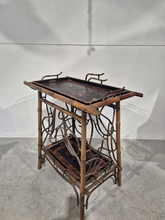 Image 1 of Französischer, japanisch inspirierter Bambus-Teetisch, ca. 1900