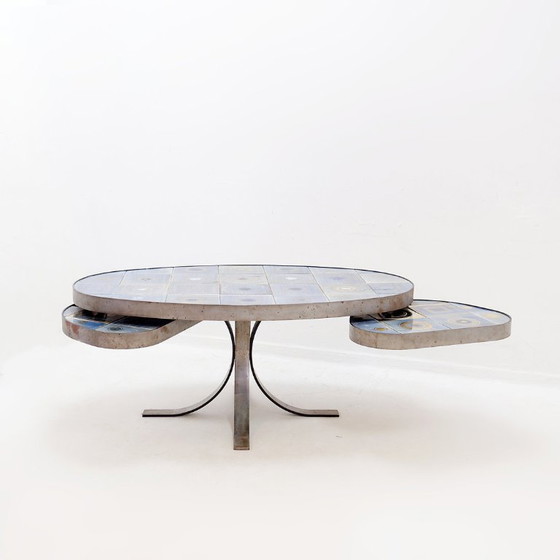 Image 1 of Ovaler Couchtisch von Georges Pelletier für La Roue Vallauris – Frankreich, 1970