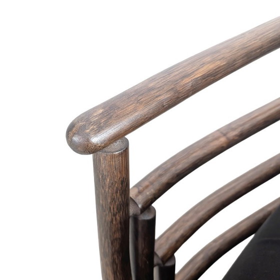 Image 1 of Canapé italien style années 50, design bambou, cuir marron