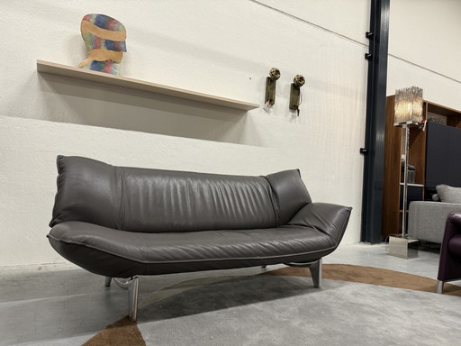 Leolux Tango Sofa, 3-Sitzer, graues Leder