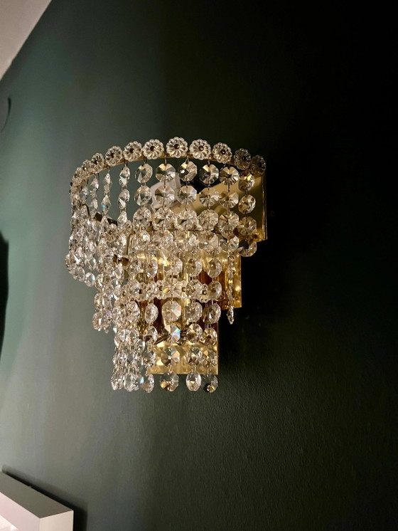 Set di 2 Applique in Vetro Cristallo Mid-Century, Lampada Beethoven anni '50-'60, di alta qualità realizzate (photo 5 of 7)