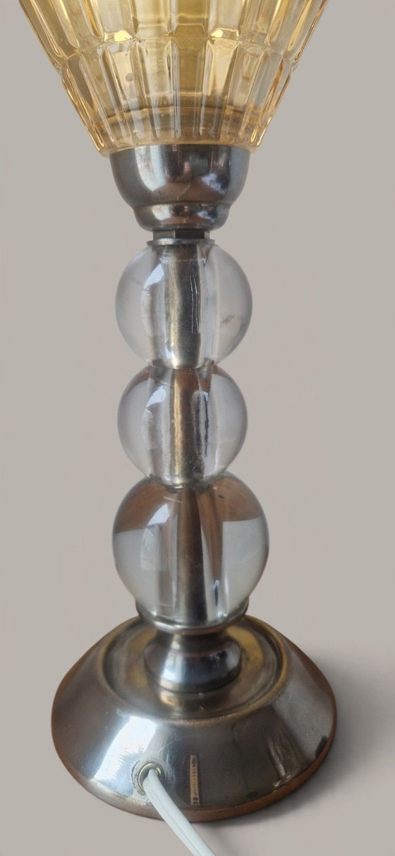Modernist Glass and Metal Lamp - Jacques ADNET Style - 1950s – Table lamps (photo 2 of 15)