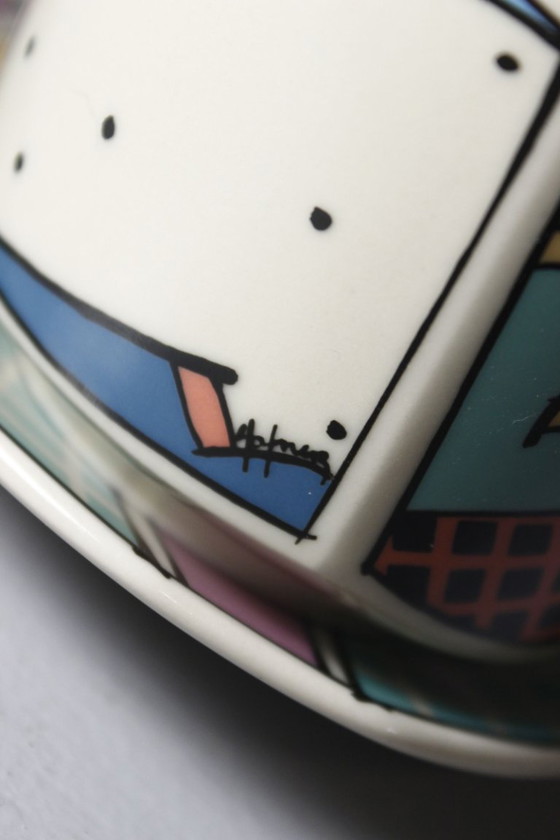 Image 1 of Dorothy Hafner & Rosenthal Studio Linie - Flash cup & saucer 1980s Memphis