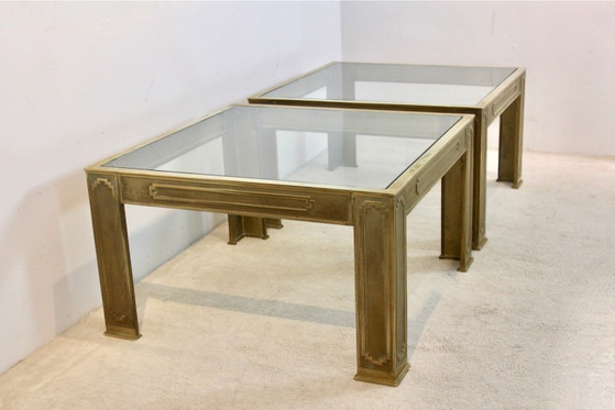 Paire de Tables d'appoint brutalistes en bronze coulé par Peter van Heeck, Verre, Industrieel (photo 4 sur 12)