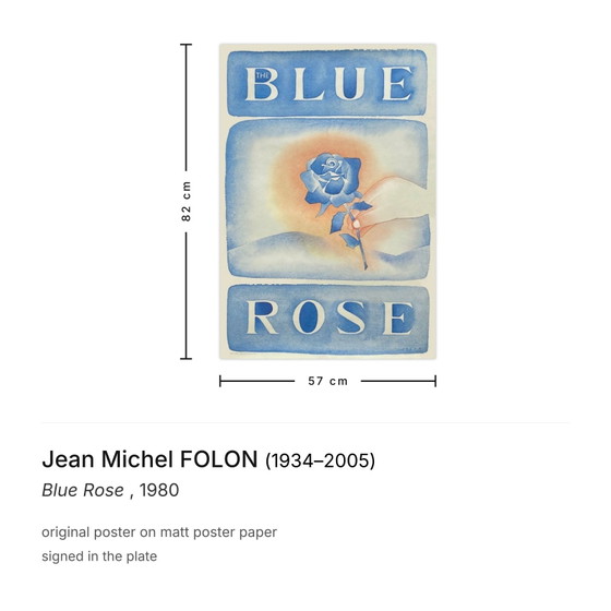 Jean Michel Folon Poster Blaue Rose 1980 – Paper (photo 3 of 5)