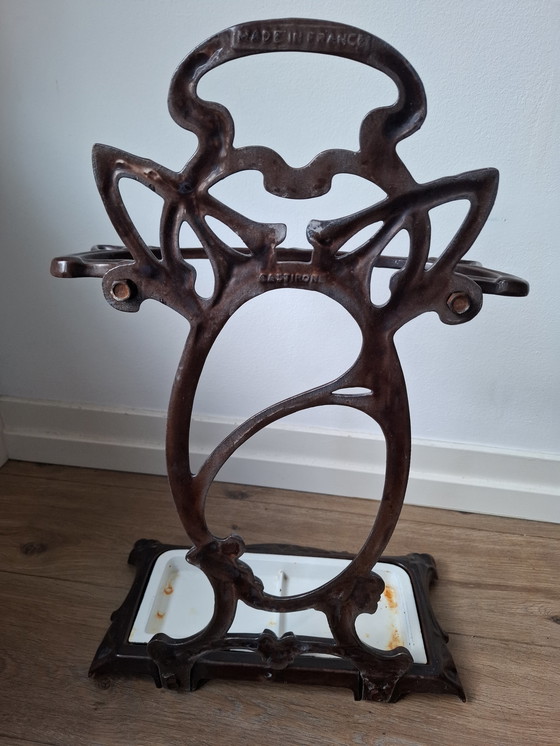 Image 1 of Art Nouveau franse paraplustandaard/bak, prachtige orginele conditie!