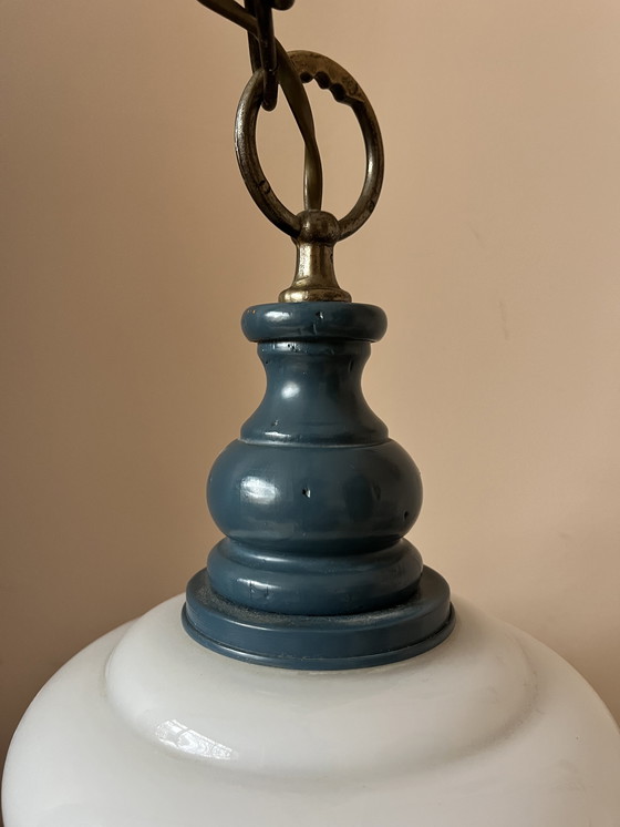 Image 1 of Vintage pendant lamp with opaline glass shade