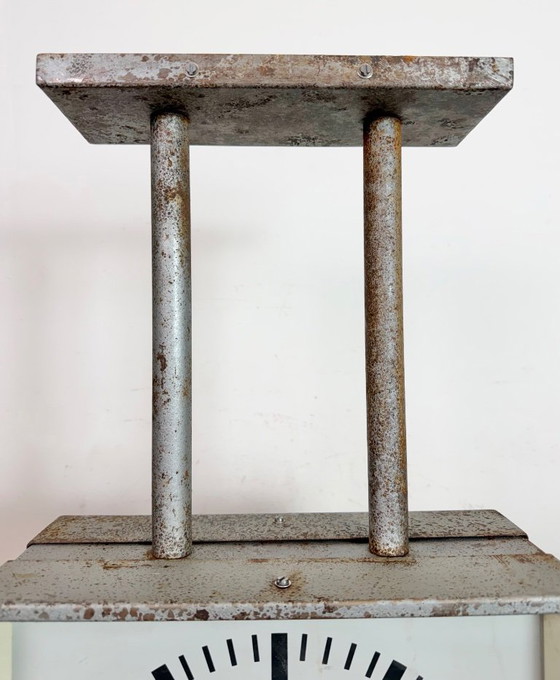 Image 1 of Reloj de techo industrial cuadrado de doble cara de Pragotron, década de 1970