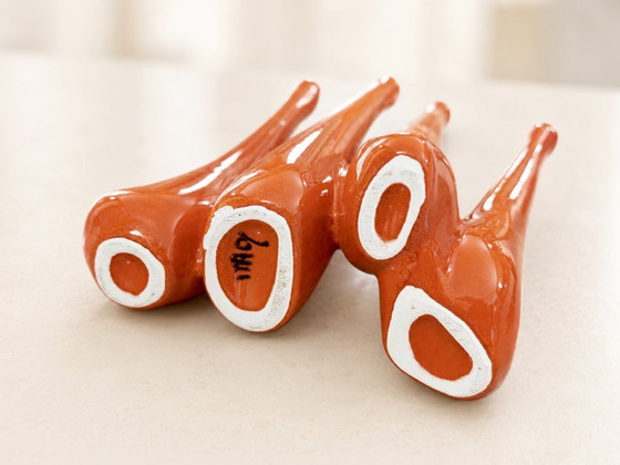 Image 1 of Antonia Campi vaas voor Società Ceramica Italiana Laveno, jaren 50, vintage oranje keramische vaas, Italiaans design